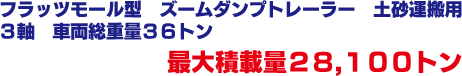 フラッツモール型　ズームダンプトレーラー　土砂運搬用３軸　車両総重量３６トン 最大積載量２８,１００トン